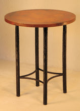 Load image into Gallery viewer, Bark Textured Hand Forged Iron Base With Hammered Round Copper Top Table