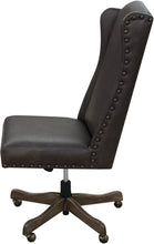 Load image into Gallery viewer, The Boardroom Desk Chair features Palio Texas full-grain leather, hand-tacked trim, and a solid wood base with brass casters. Handcrafted for comfort, durability, and executive Western elegance — fully customizable to your style.