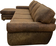 Load image into Gallery viewer, Great West Lancaster Style Rolled Arm Western Brown Leather, Cowhide & Authentic Buffalo Hide Sectional Sofa
