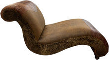 Load image into Gallery viewer, Great West Western Brown Leather, Crocodile Leather, & Authentic Buffalo Hide Single Chaise Lounge