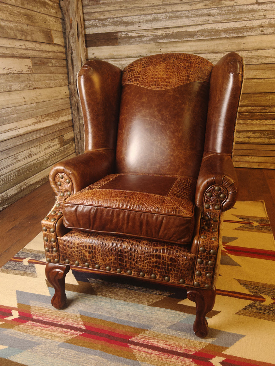 Distressed Leather Wingback Chair Chama Wingback Chair – Great