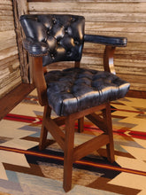 Load image into Gallery viewer, Tufted Western Modern Farmhouse Blue Leather & Cowhide Barstool