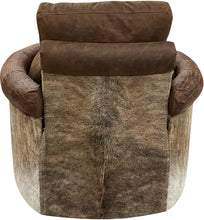 Load image into Gallery viewer, Santa Barbara Rolled & Rounded Arm Western Leather & Cowhide Swivel Recliner Back