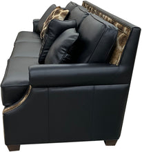 Load image into Gallery viewer, Serengetti Exotic Western Black Leather, Crocodile Accent Leather & Authentic Giraffe Hide Modern Farmhouse Rolled Arm Sofa