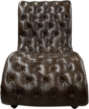 Load image into Gallery viewer, Chesterfield Tufted Western Dark Brown Leather Saloon Style Singe Chaise Lounge