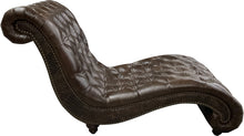 Load image into Gallery viewer, Chesterfield Tufted Western Dark Brown Leather Saloon Style Singe Chaise Lounge