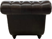 Load image into Gallery viewer, Chesterfield Tufted Western Dark Brown Leather Saloon Style Singe Chaise Lounge