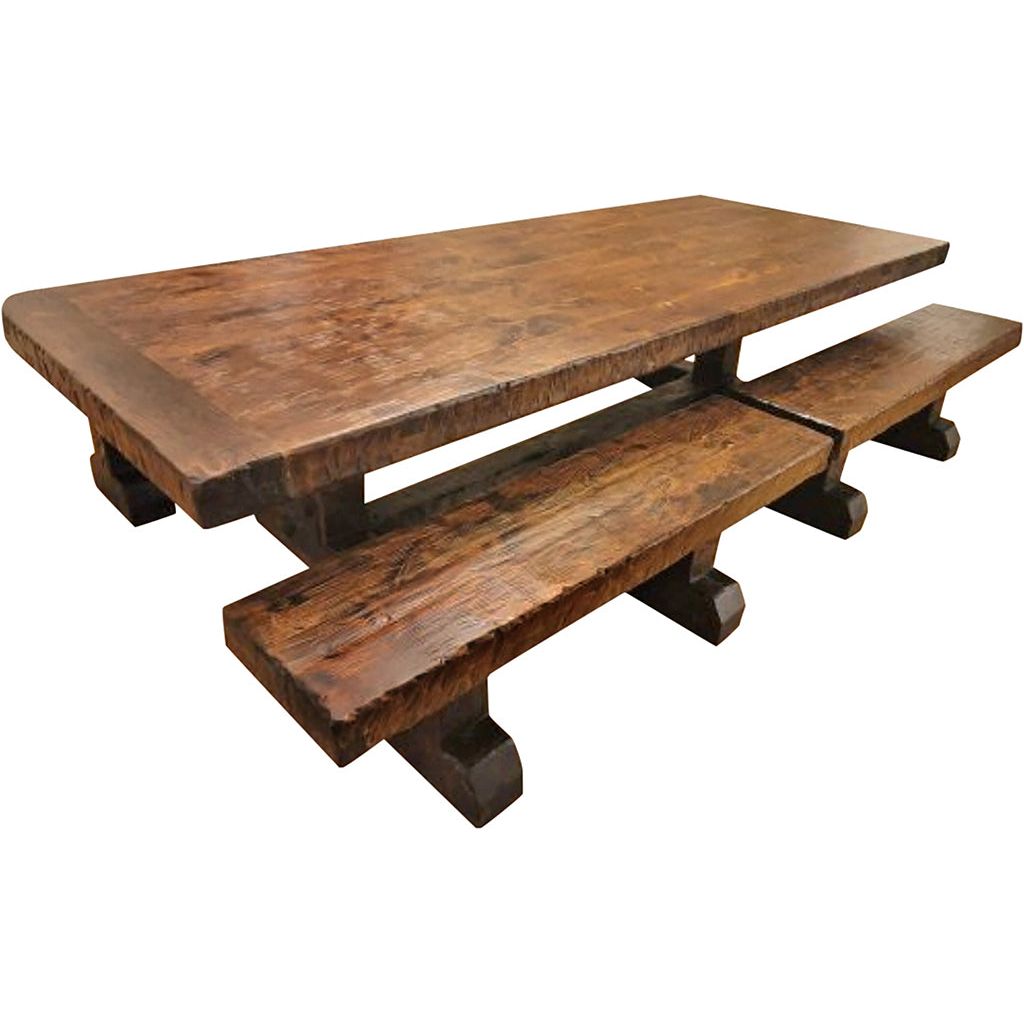 Rustic dining table online bench