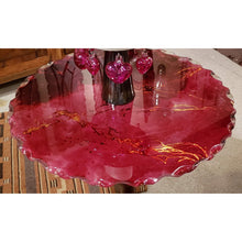 Load image into Gallery viewer, “Artist Series” Glass Table Top with Forged Burnt Polish Iron Arbor Base