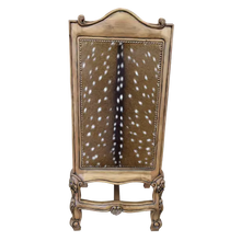 Load image into Gallery viewer, The Picador Dining Chair features full-grain leather upholstery, embossed floral detailing, and hand-carved hardwood. A Spanish Colonial-inspired dining chair blending Western luxury with artisanal craftsmanship. 100% customizable and guaranteed for life.