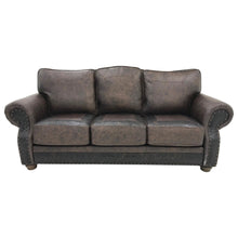 Load image into Gallery viewer, Split Rail 8 Foot 3 Cushion Western Cowhide Sofa