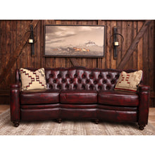 Load image into Gallery viewer, Grand Teton Conversational Tufted Western Red Leather Curved Sofa