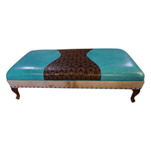 Load image into Gallery viewer, white cowhide ottoman