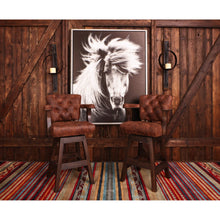 Load image into Gallery viewer, Two Tufted Axis Pecan Barstools Lifestyle Scene