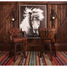 Load image into Gallery viewer, Two Tufted Western Leather Axis Pecan Barstools