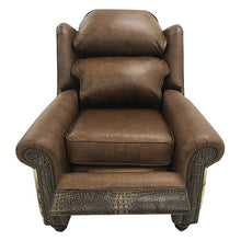 Load image into Gallery viewer, Rustic Cowhide & Crocodile Leather Recliner