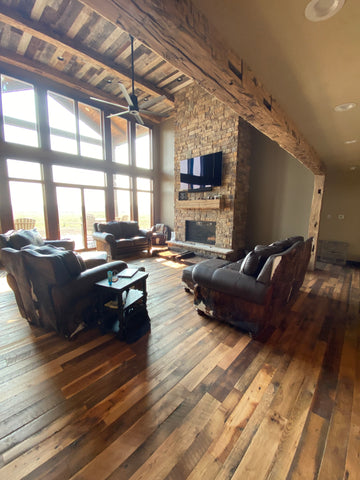 An arrangement of western leather and hide furniture custom designed for clients.