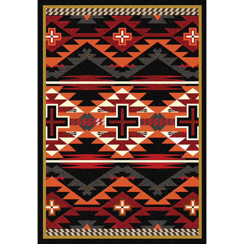 Image of an area rug, Rustic Cross - Black