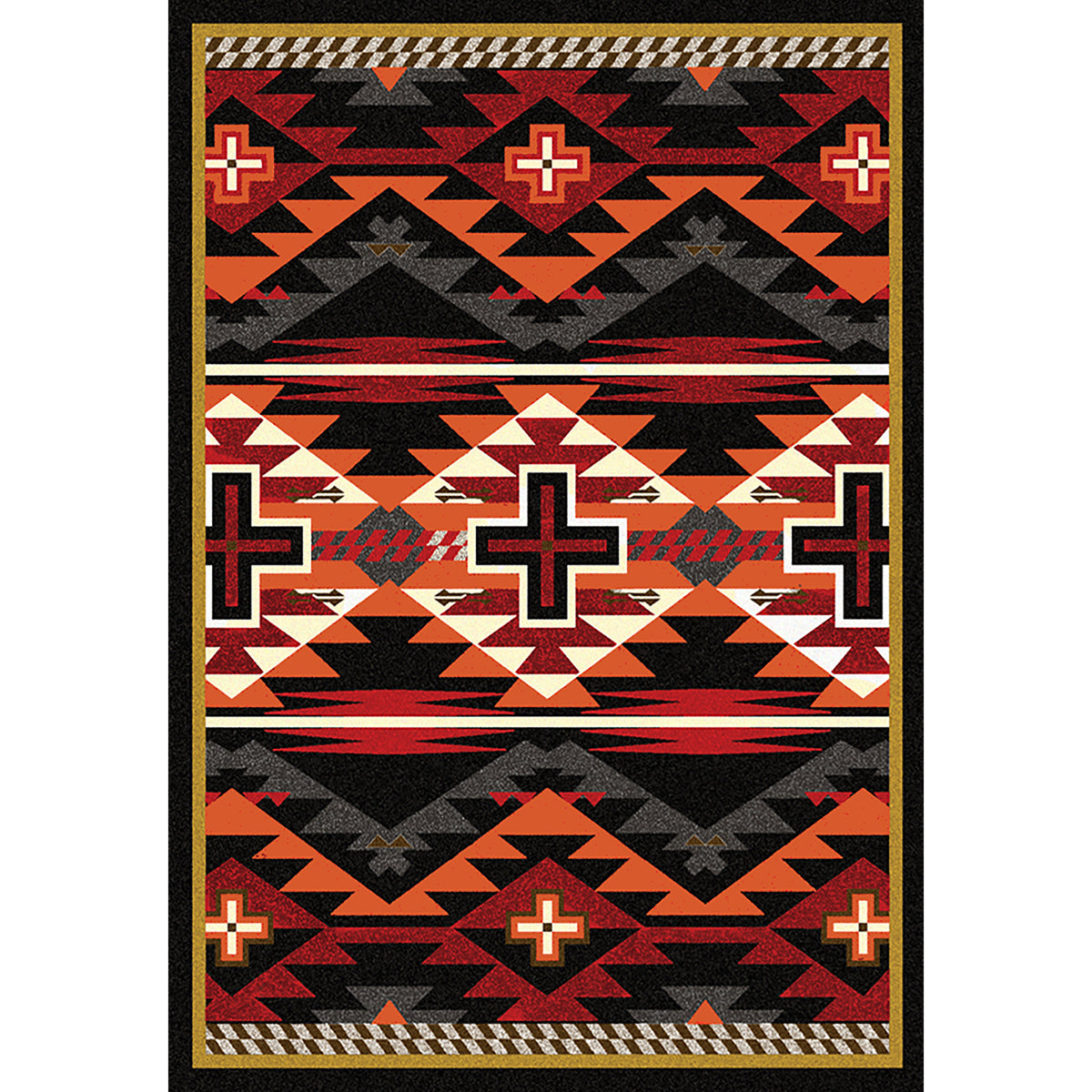 Image of an area rug, Rustic Cross - Black