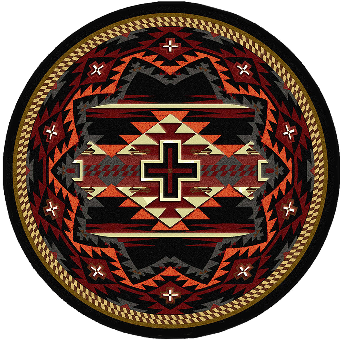 Image of an area rug, Rustic Cross - Black