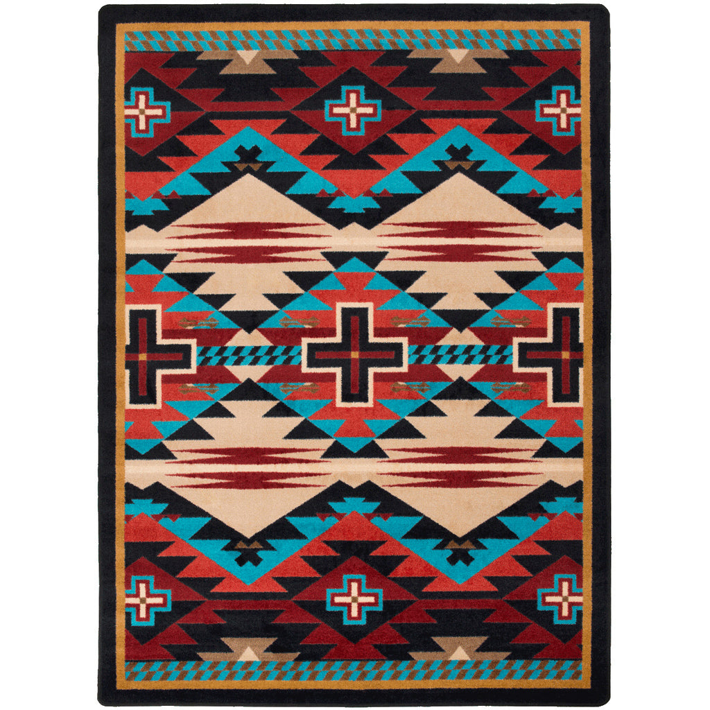 Image of an area rug, Rustic Cross - Blue