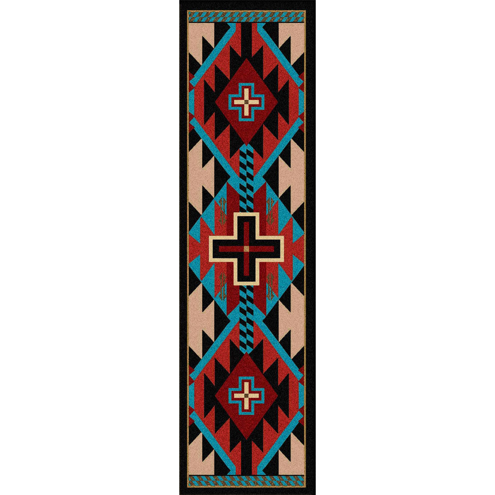 Image of an area rug, Rustic Cross - Blue