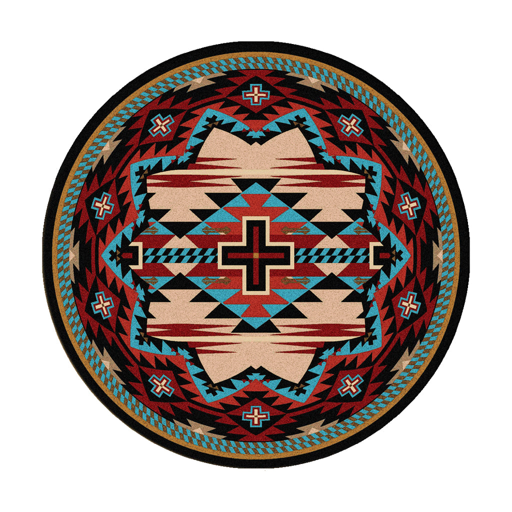 Image of an area rug, Rustic Cross - Blue