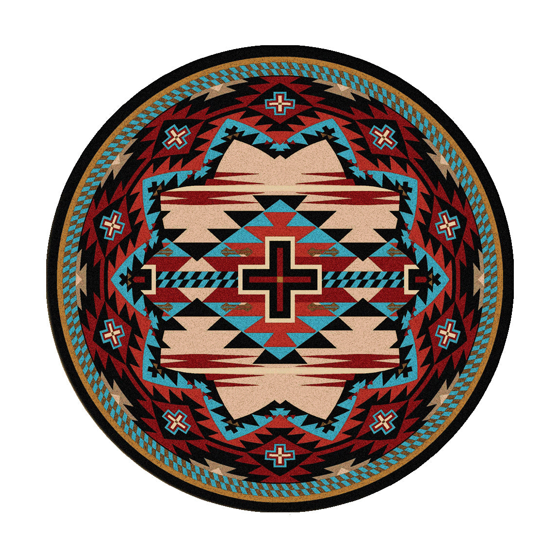 Image of an area rug, Rustic Cross - Blue