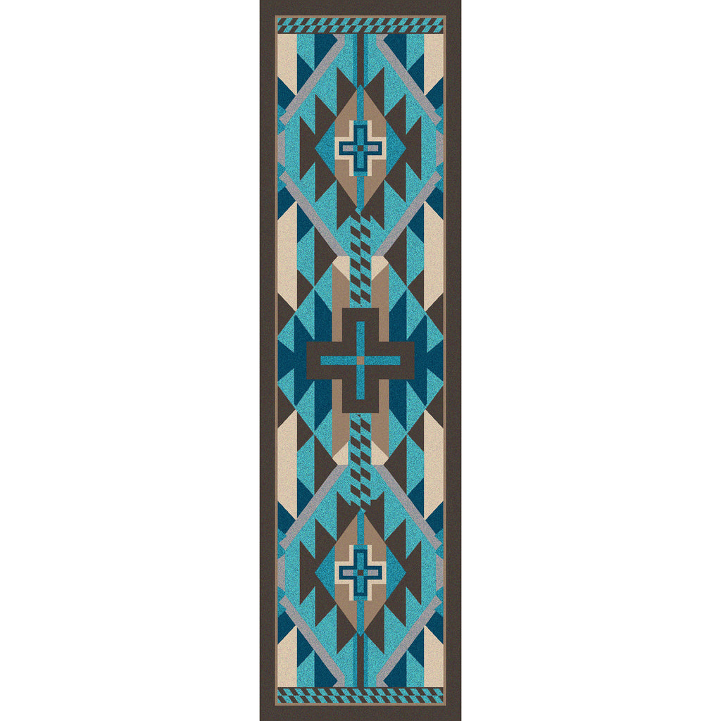 Image of an area rug, Rustic Cross - Indigo Turquoise