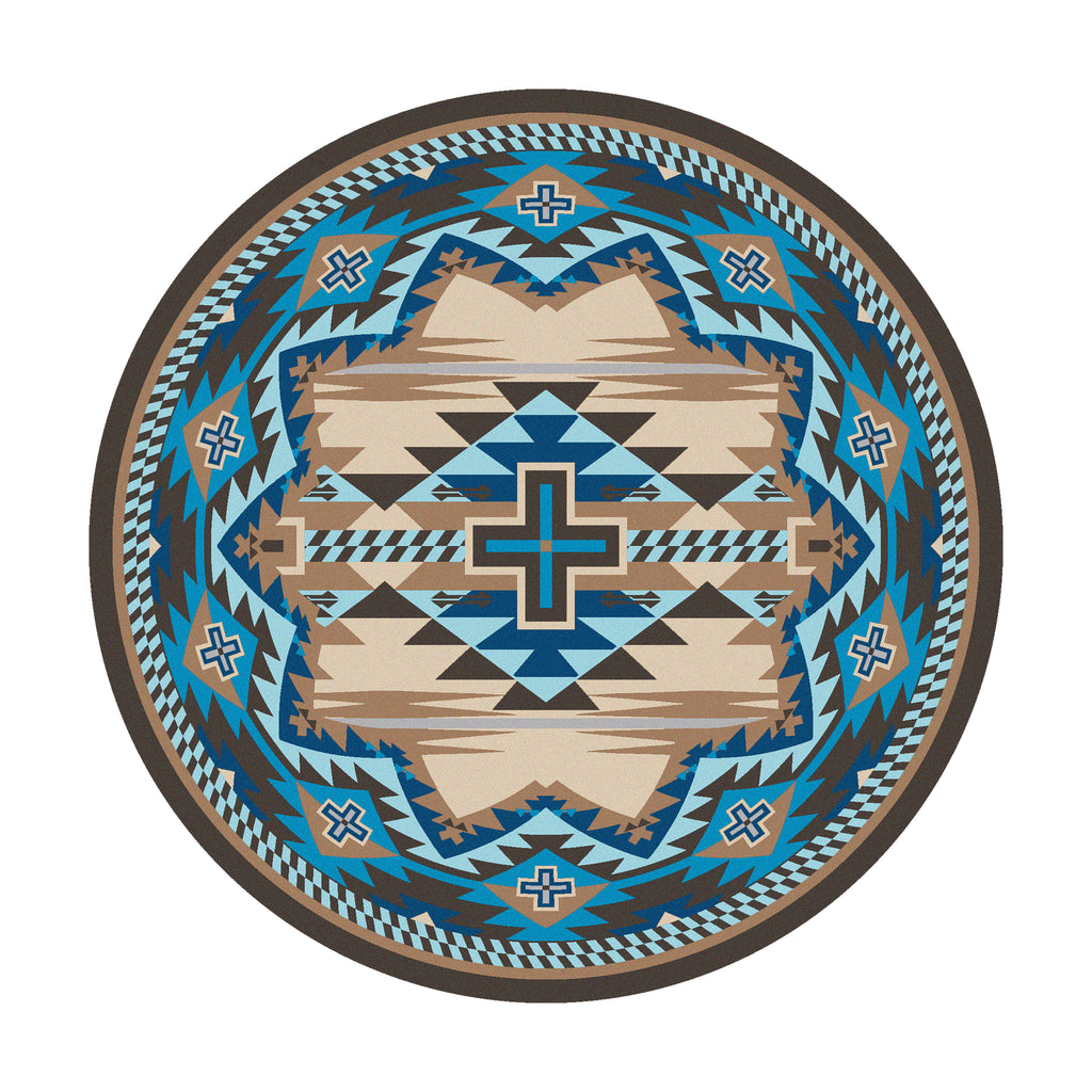 Image of an area rug, Rustic Cross - Indigo Turquoise