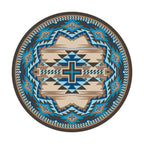 Image of an area rug, Rustic Cross - Indigo Turquoise