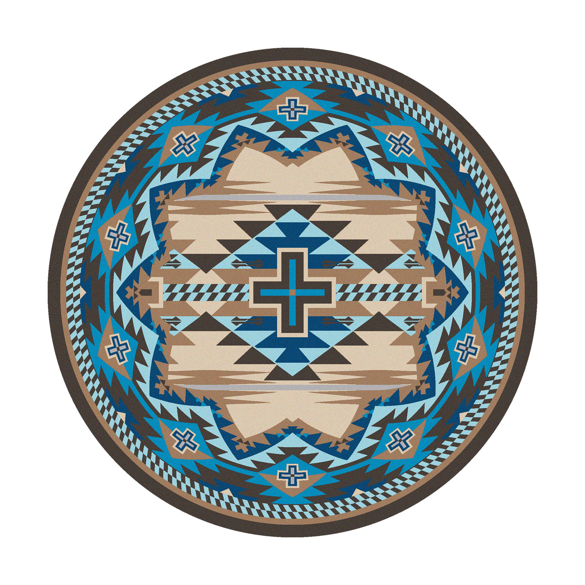 Image of an area rug, Rustic Cross - Indigo Turquoise