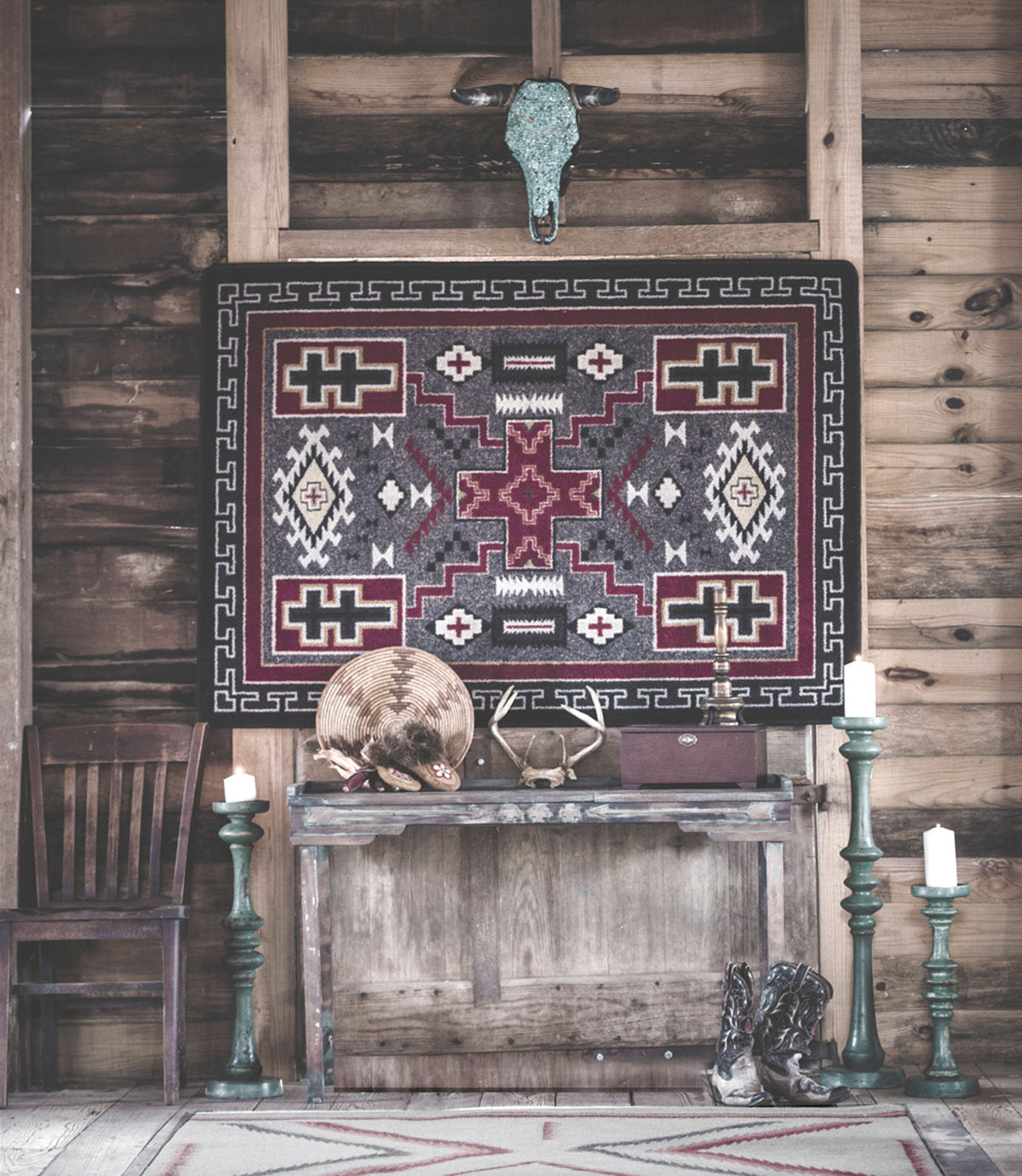 Image of an area rug, Double Cross - Gray