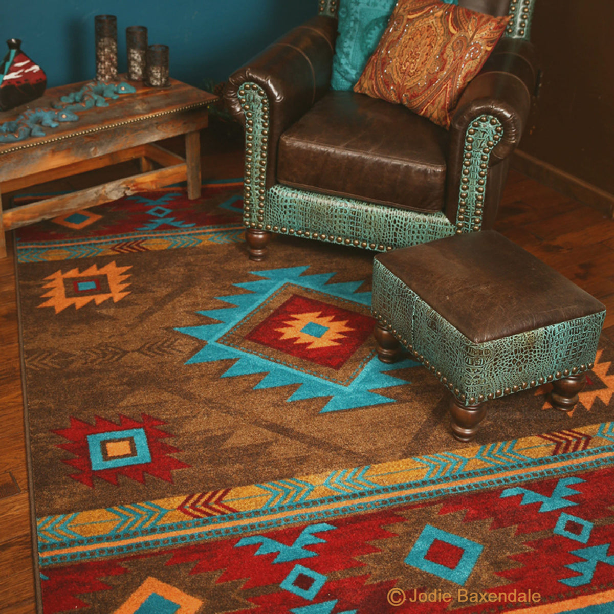 Image of an area rug, Whisky River - Turquoise
