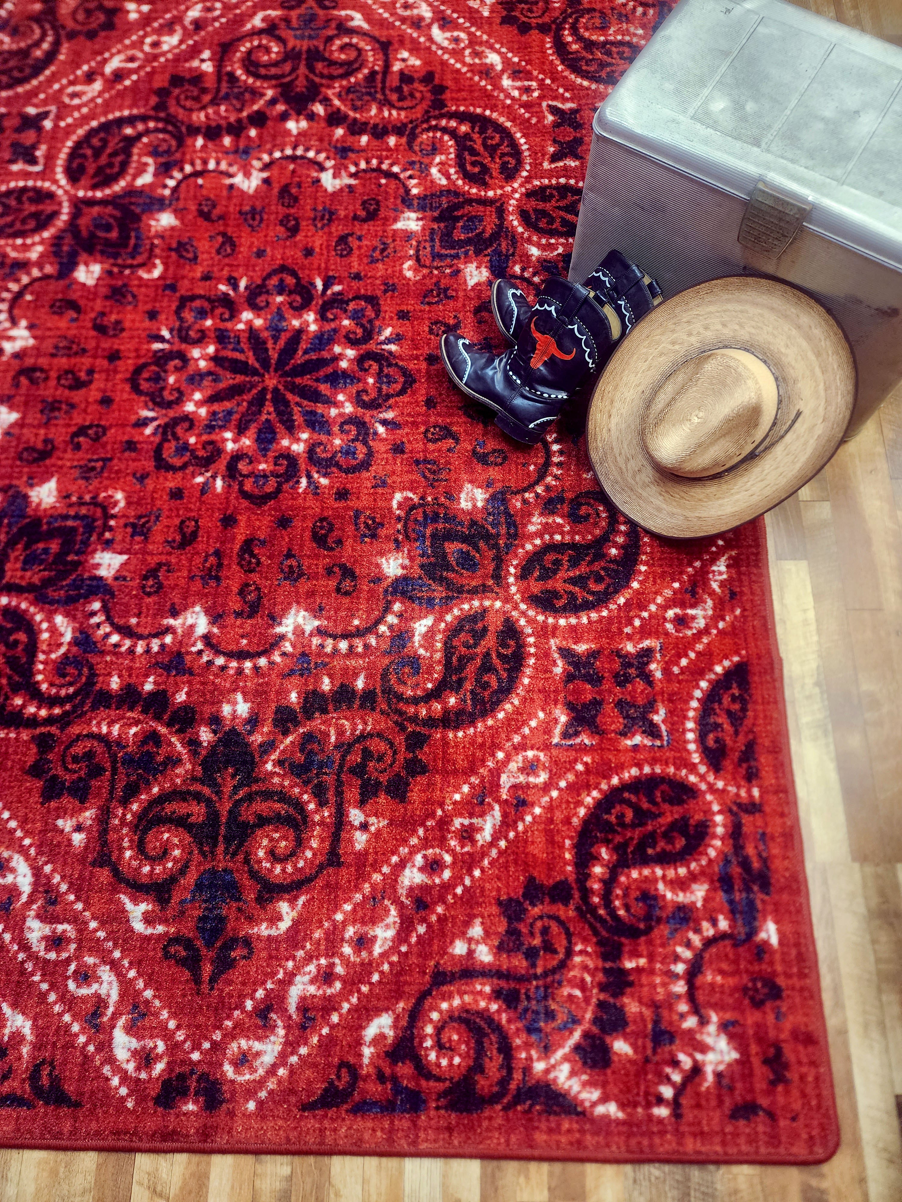 Image of an area rug, Kerchief - Rodeo Red