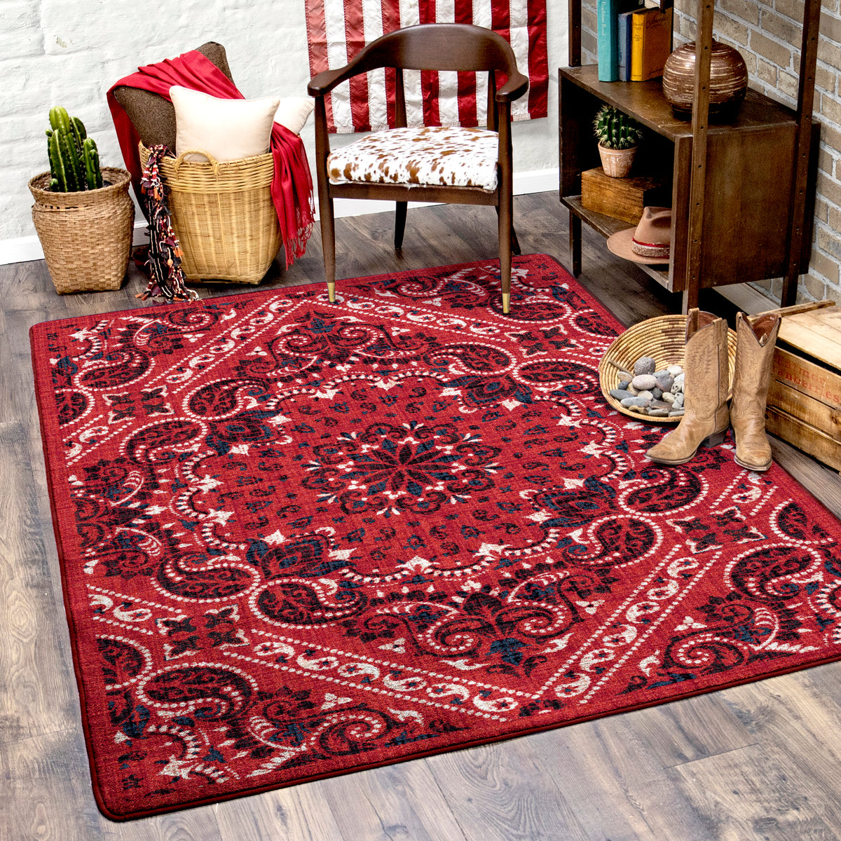 Image of an area rug, Kerchief - Rodeo Red