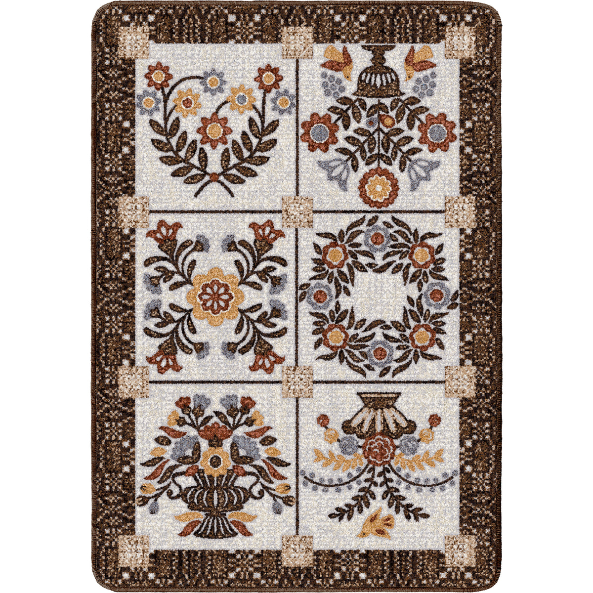 Image of an area rug, Inspired Quilt - Brown