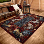 Image of an area rug, Pecking Order - Bordeaux