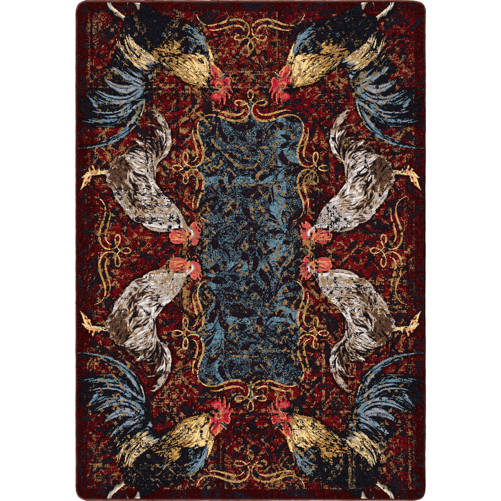 Image of an area rug, Pecking Order - Bordeaux
