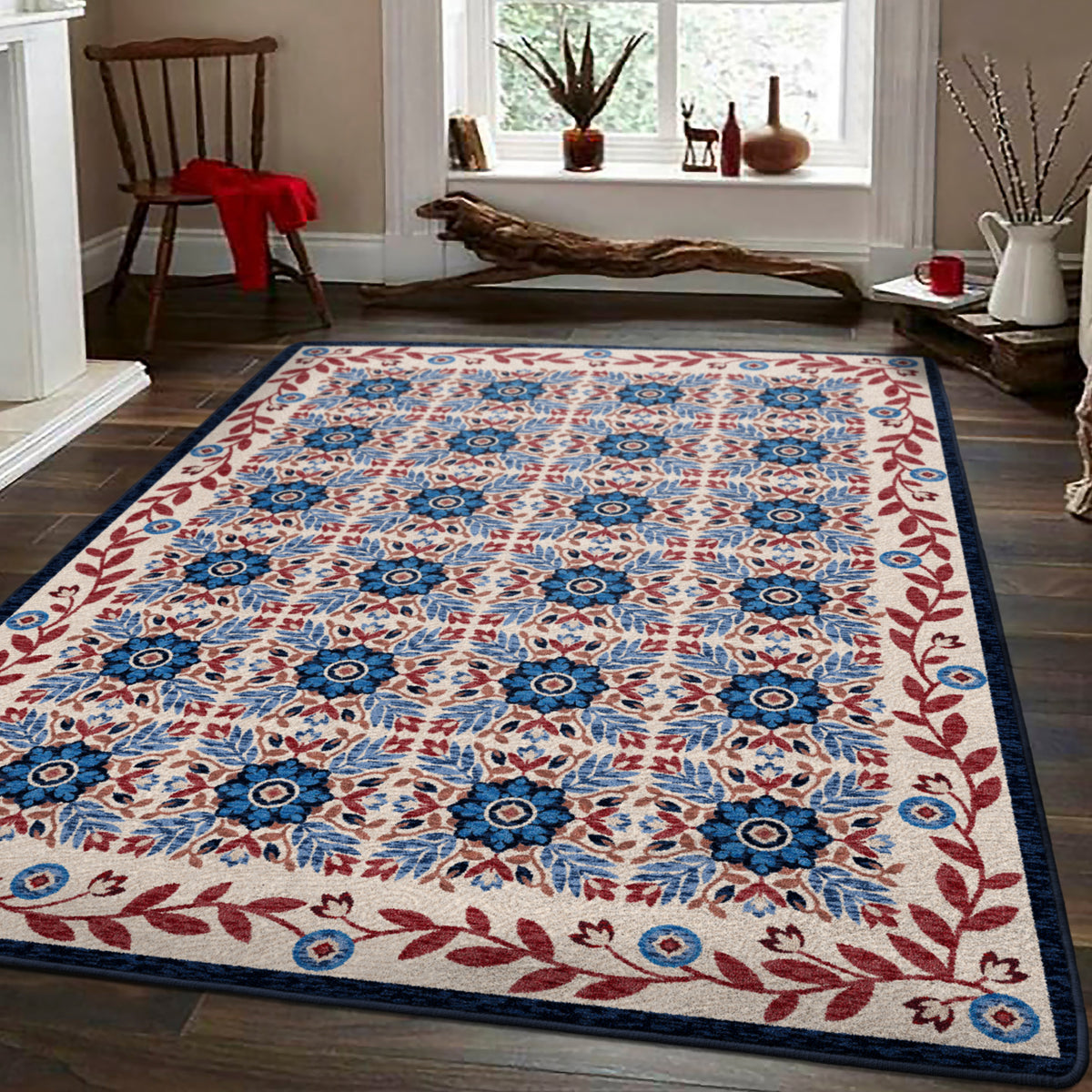 Image of an area rug, United Quilt - Antique Red White & Blue