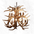 10 Light Bloom Mule Deer Antler Chandelier