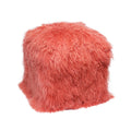Tibetan Sheep 18" Square Pouf Ottoman - Terracotta