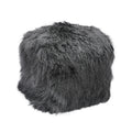 Tibetan Sheep 18" Square Pouf Ottoman - Charcoal