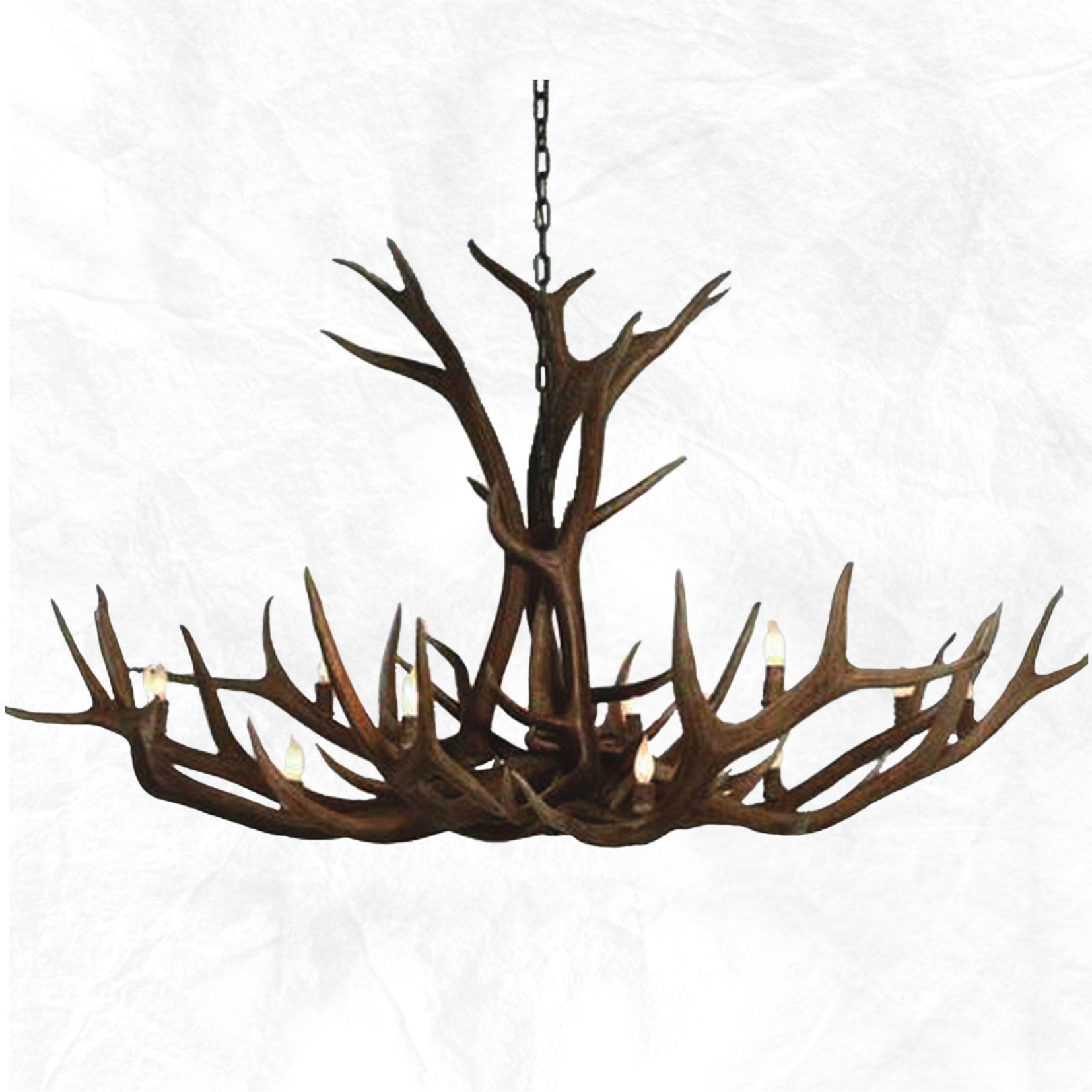 12 Light Single Tier Elk Antler Chandelier