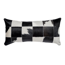 Load image into Gallery viewer, Cowhide Patchwork Black &amp; White Pillow