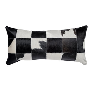 Cowhide Patchwork Black & White Pillow