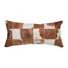 Load image into Gallery viewer, Cowhide Patchwork Brown &amp; White Pillow