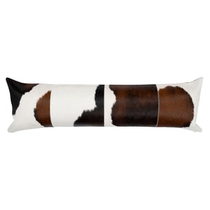 Cowhide Patchwork Tri Color Pillow