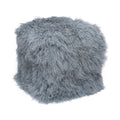 Tibetan Sheep 18" Square Pouf Ottoman - Steel Grey
