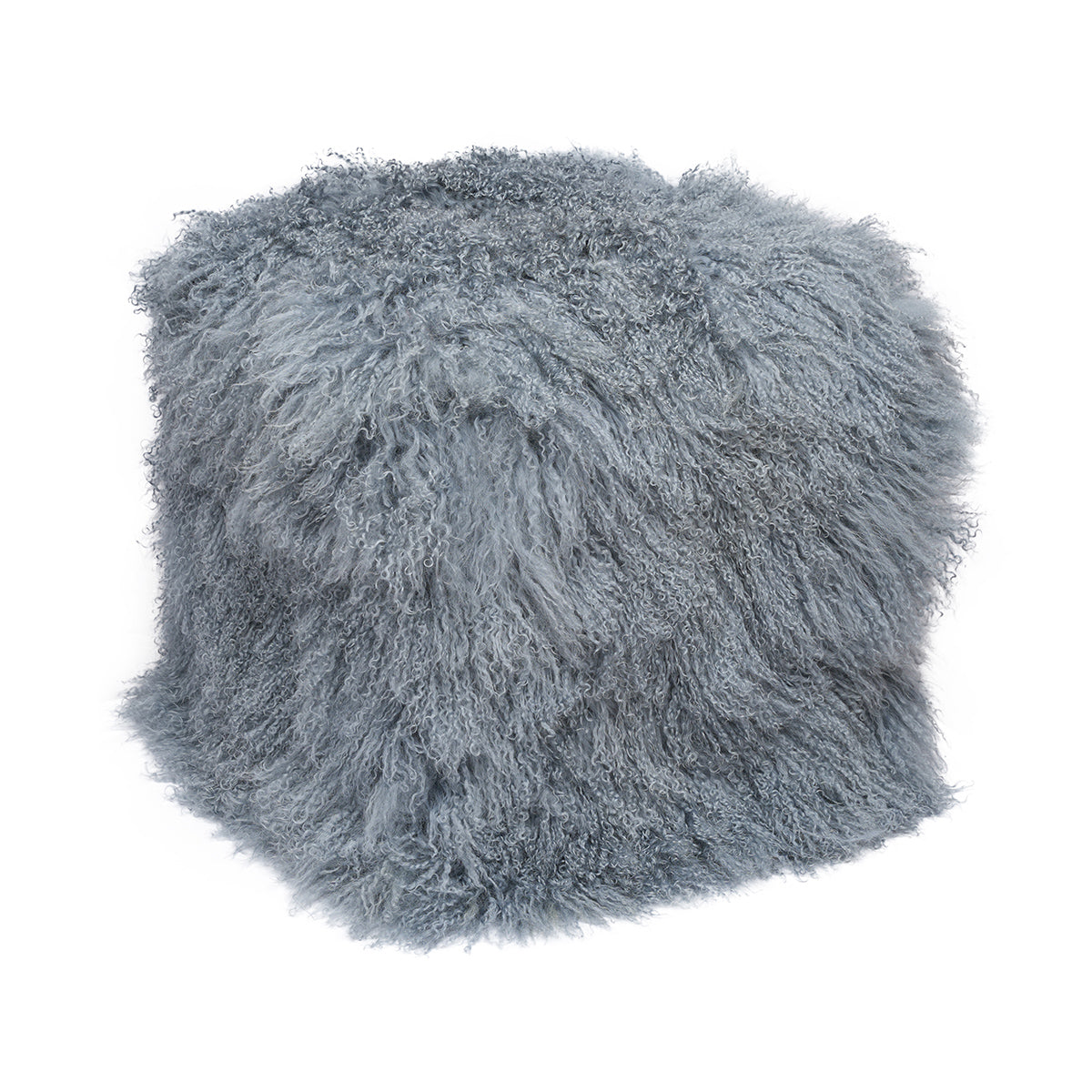 Tibetan Sheep 18" Square Pouf Ottoman - Steel Grey